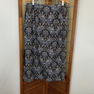 Talbots Silk Blend Maxi Skirt Y2K 90s Floral Paisley Print Size 14